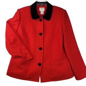 Susan Bristol Size 12 Wool Jacket Velvet Collar Red Black Conservatory Vintage